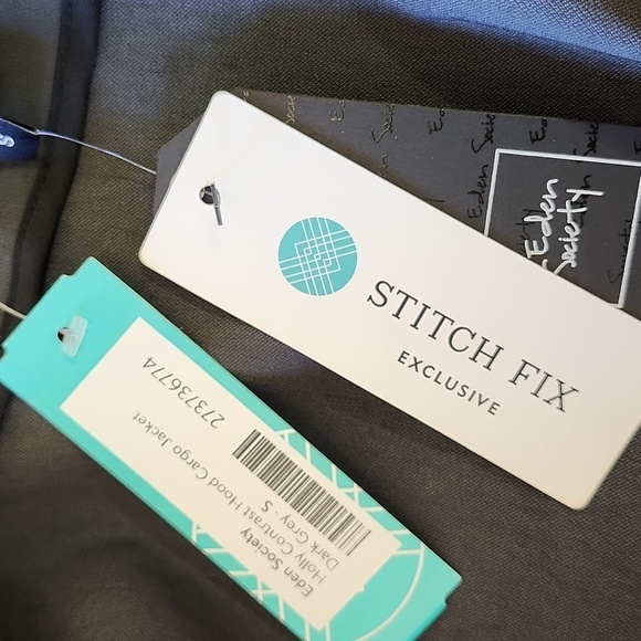 EDEN SOCIETY Women's Holly Contrast Hood Cargo  Jacket Dark Gray Utility - Picture 5 of 8